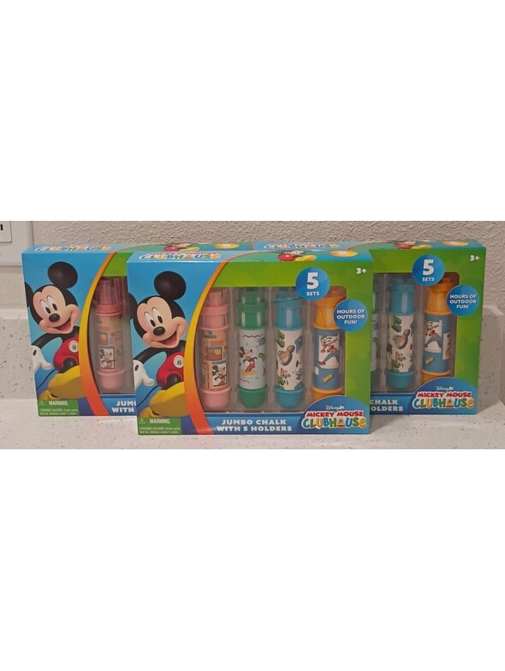 Disney Mickey Mouse Clubhouse Jumbo Sidewalk Chalk Set w/ 5 Holders NEW x1 box